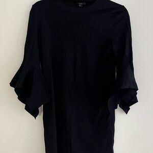 COS - Black midi dress with unique flare ruffle sleeves